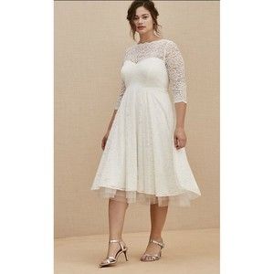 Torrid White/Ivory Special Occasion Wedding Lace Midi Dress Sz 14